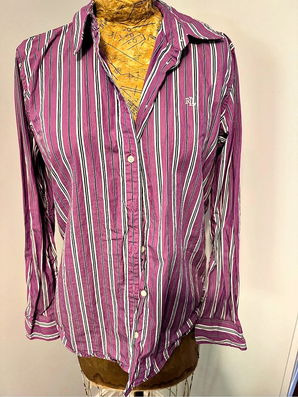 Lauren Ralph Lauren Striped Cotton Button Down Size Medium